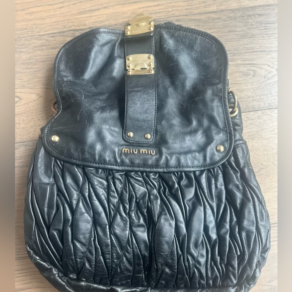Miu Miu Black Shoulder Bag with Gold Accents - Picture 4 of 15